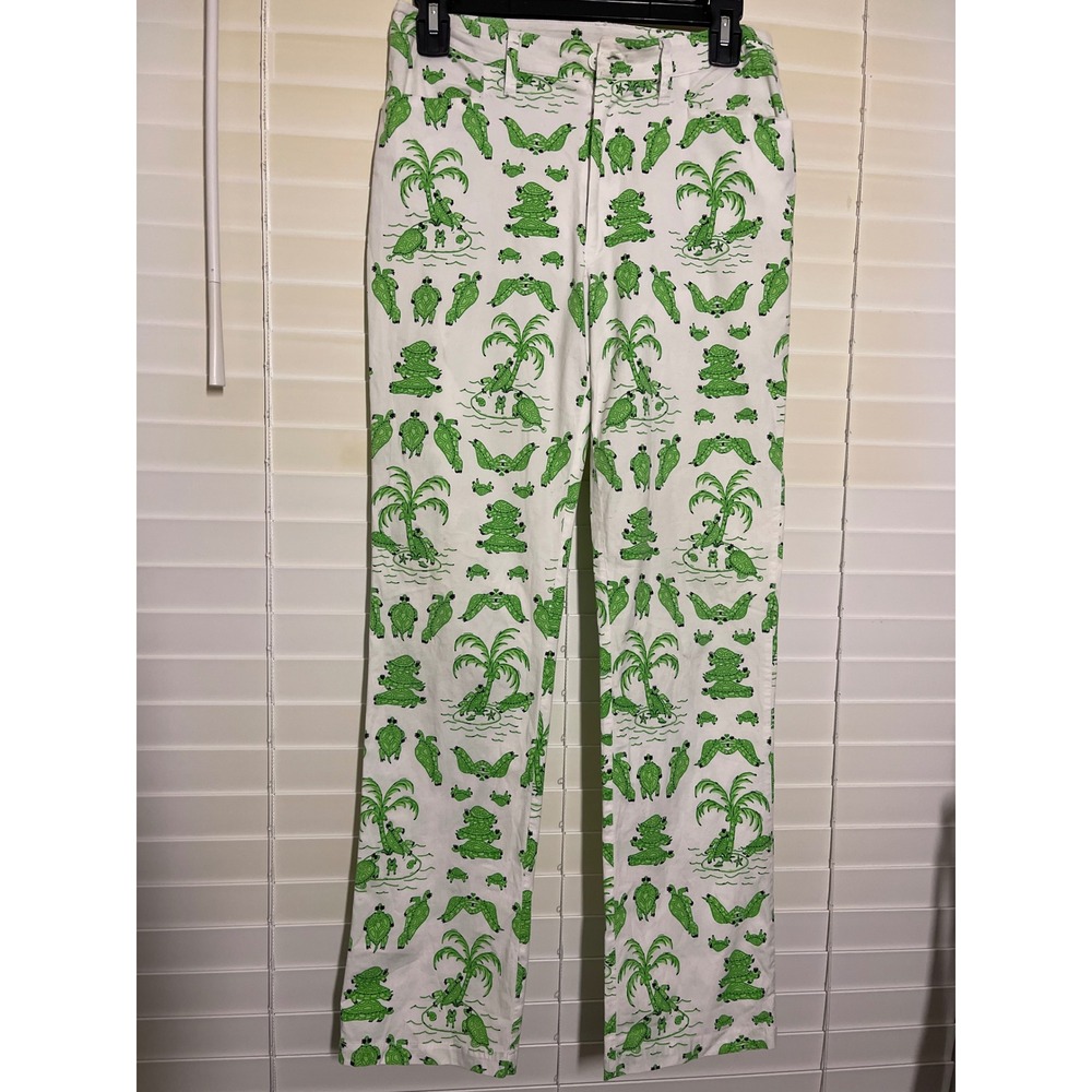 Govango womens white pants with green turtles size 4